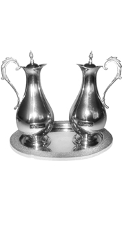 Cruet Set: Pewter Cruet Set with tray